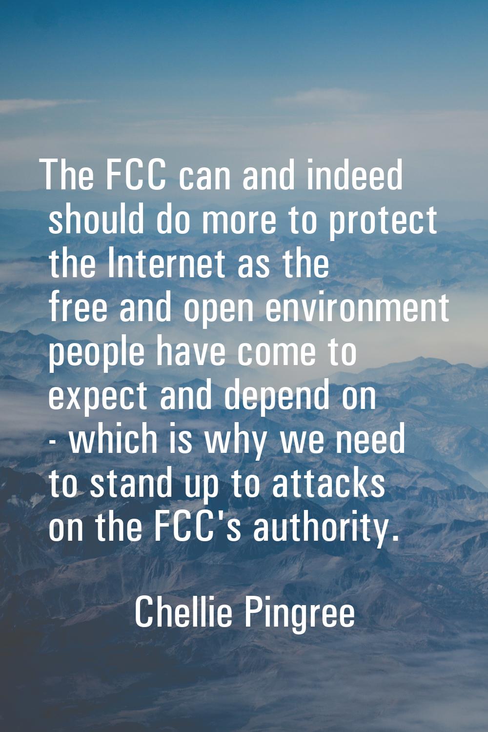 The FCC can and indeed should do more to protect the Internet as the free and open environment peop