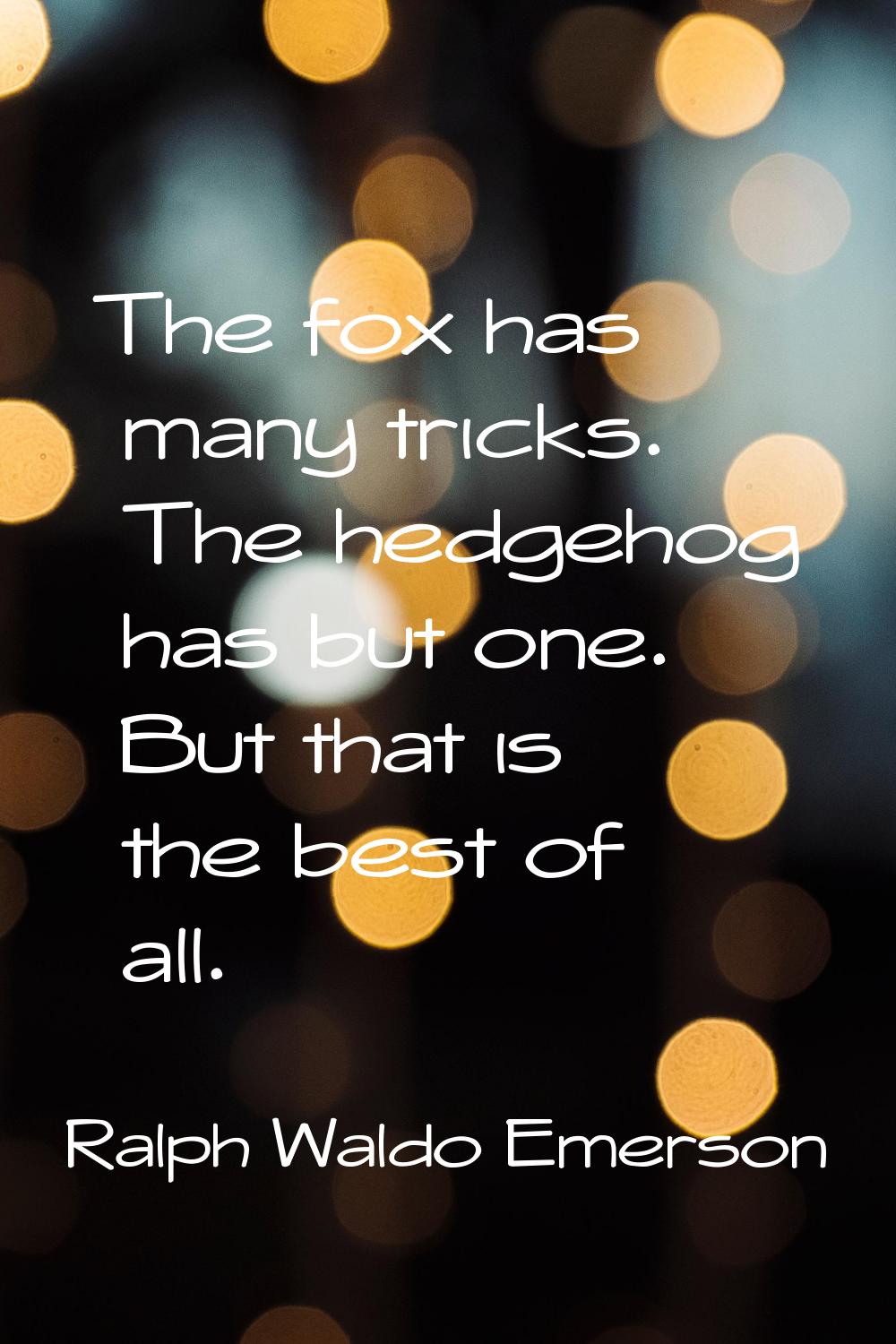 The fox has many tricks. The hedgehog has but one. But that is the best of all.