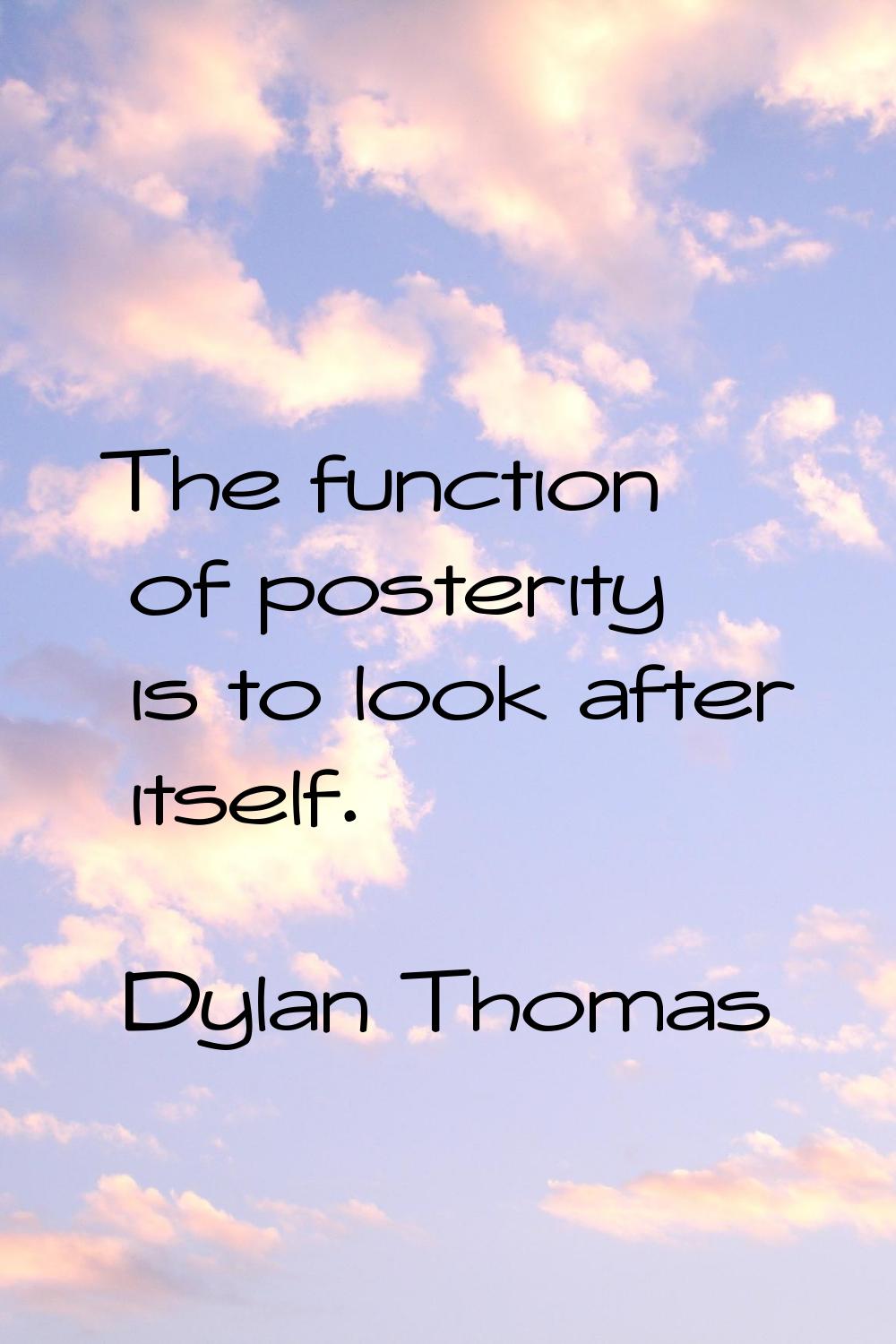The function of posterity is to look after itself.