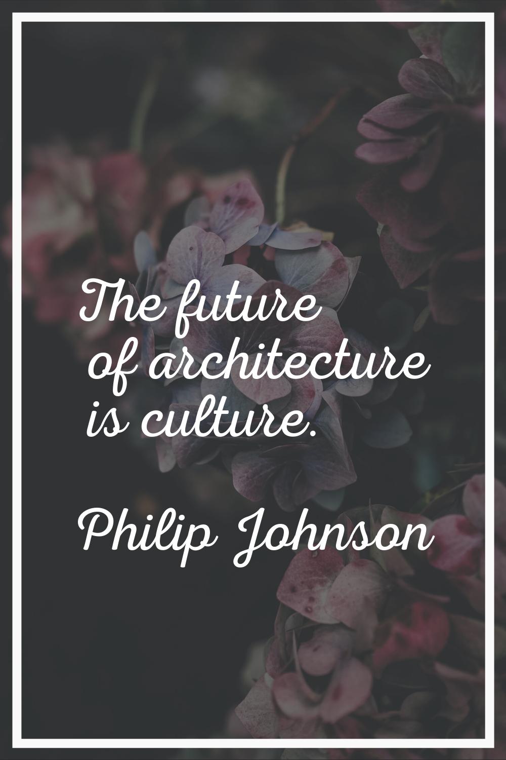 The future of architecture is culture.