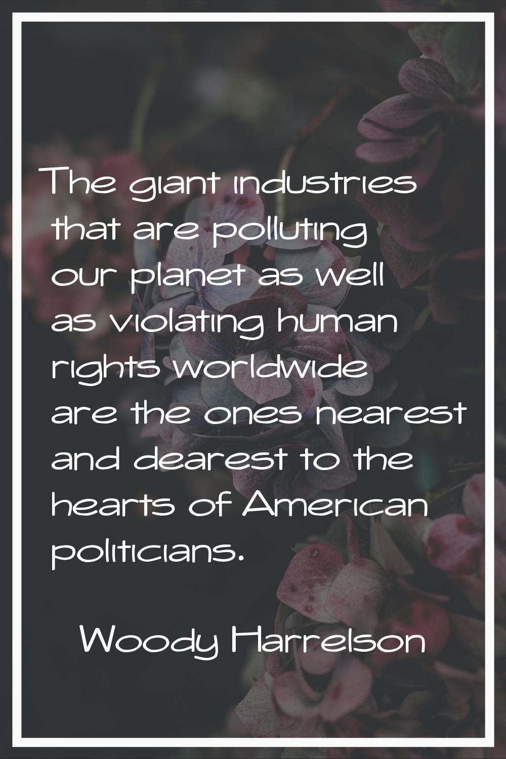 The giant industries that are polluting our planet as well as violating human rights worldwide are 