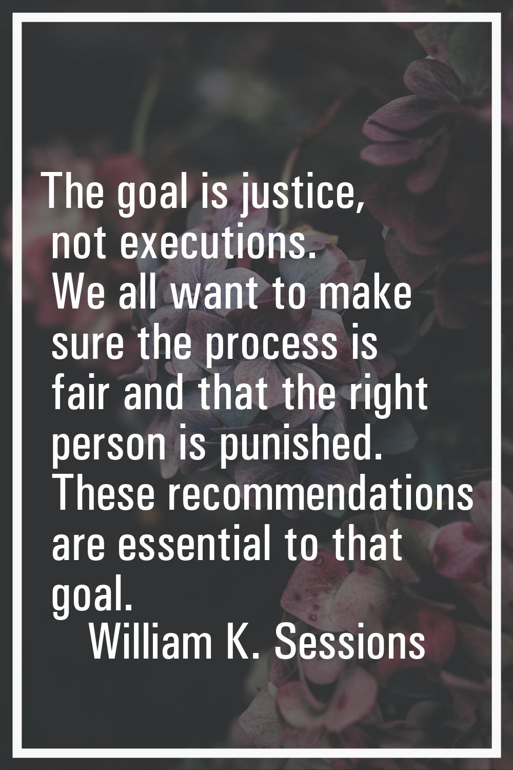 The goal is justice, not executions. We all want to make sure the process is fair and that the righ