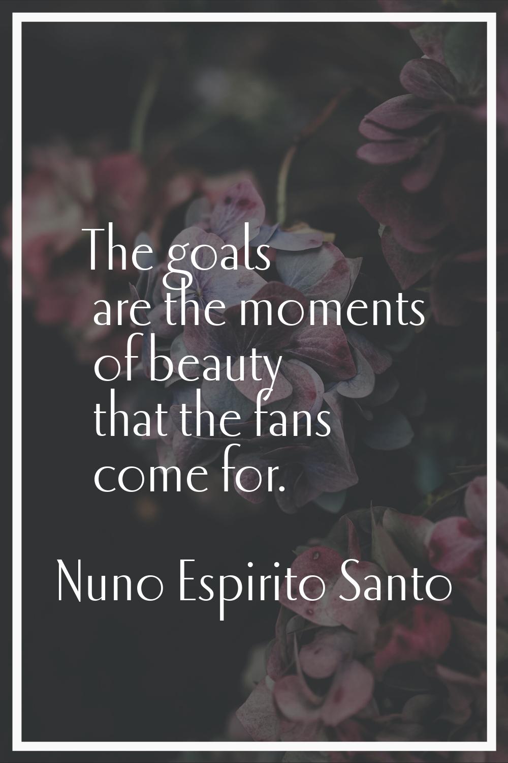 The goals are the moments of beauty that the fans come for.