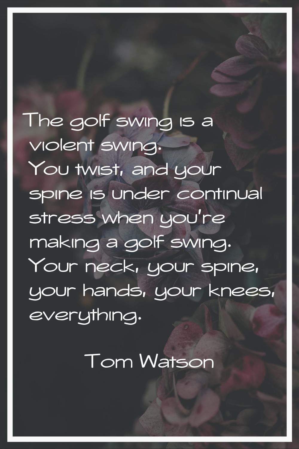 The golf swing is a violent swing. You twist, and your spine is under continual stress when you're 