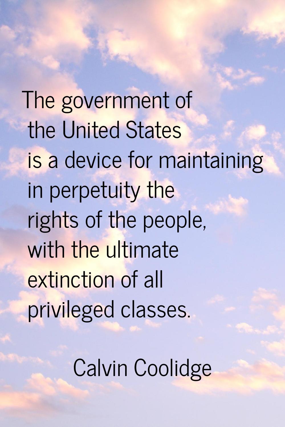 The government of the United States is a device for maintaining in perpetuity the rights of the peo