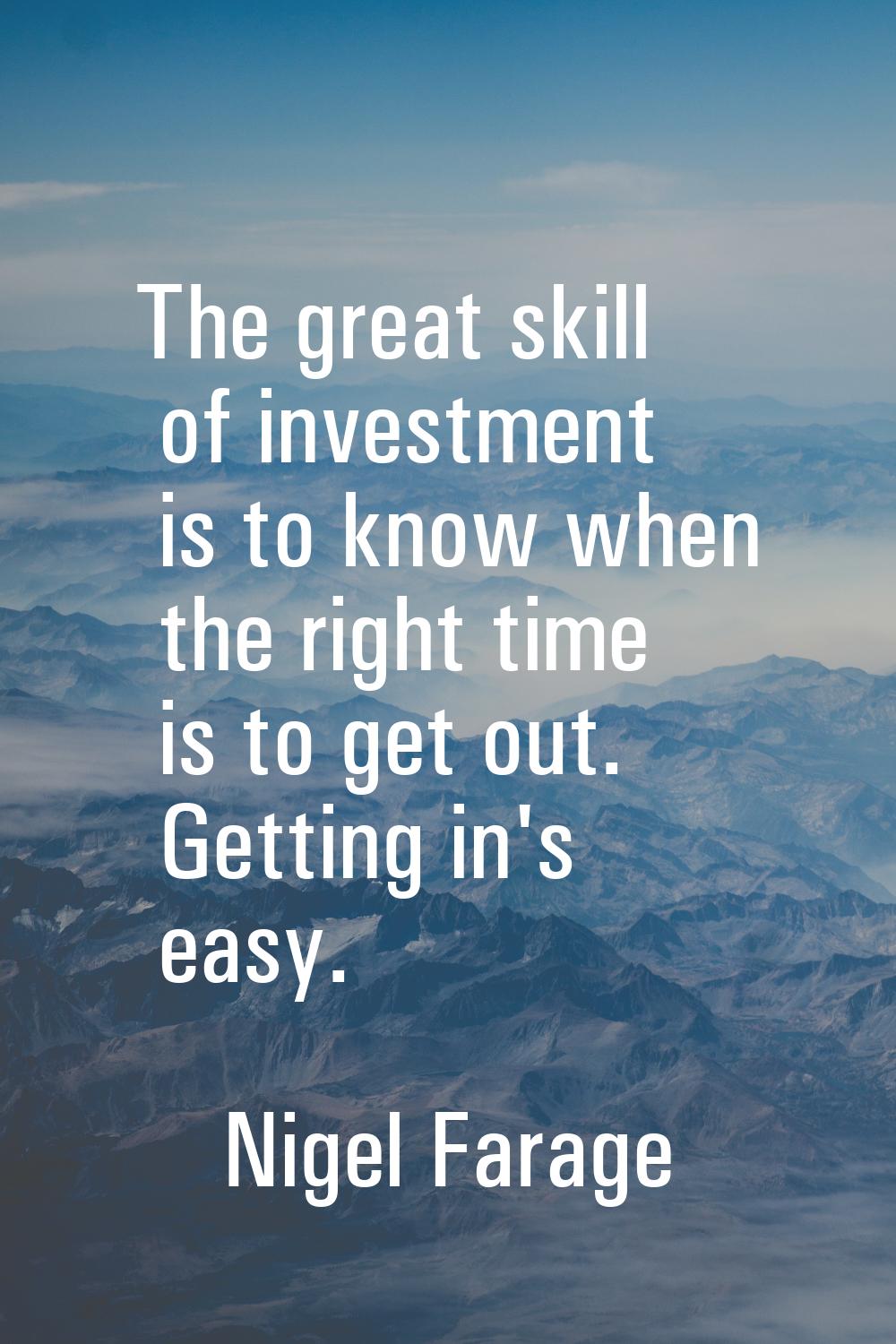 The great skill of investment is to know when the right time is to get out. Getting in's easy.