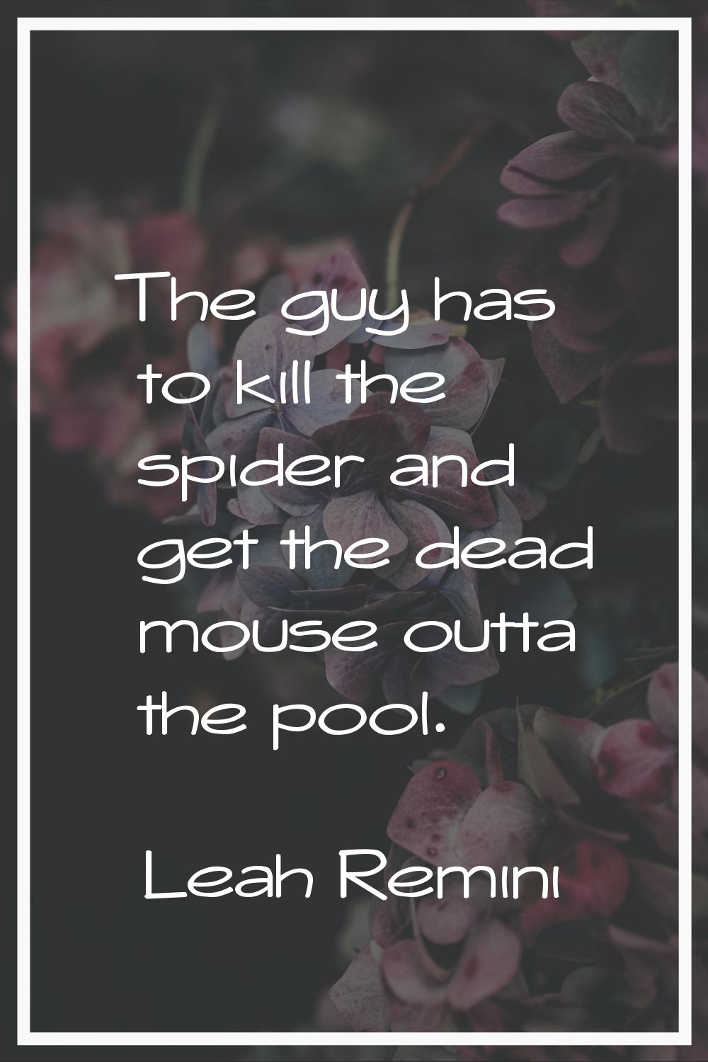 The guy has to kill the spider and get the dead mouse outta the pool.