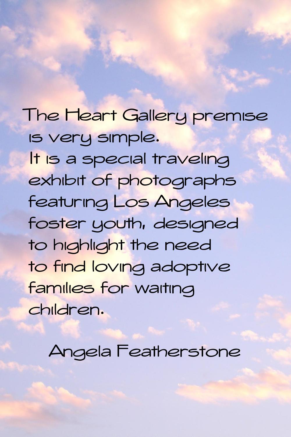 The Heart Gallery premise is very simple. It is a special traveling exhibit of photographs featurin