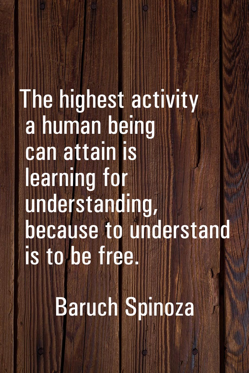 The highest activity a human being can attain is learning for understanding, because to understand 