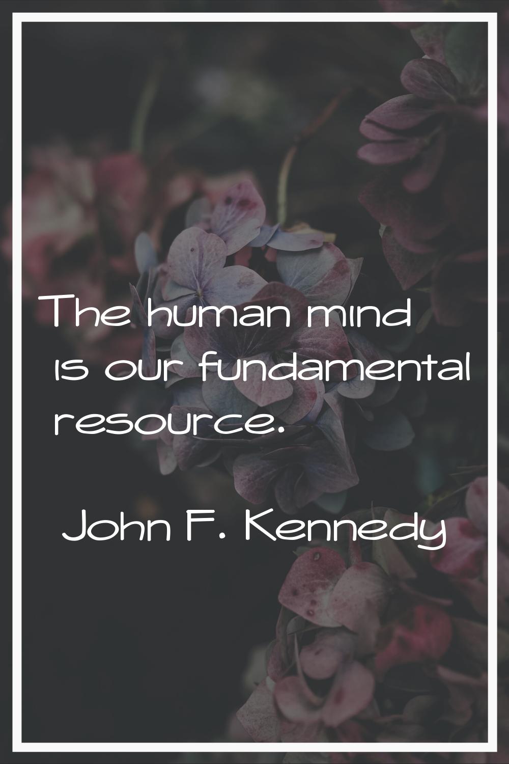 The human mind is our fundamental resource.