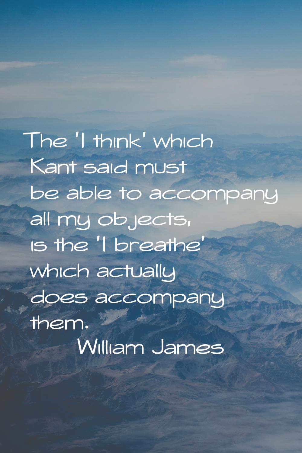The 'I think' which Kant said must be able to accompany all my objects, is the 'I breathe' which ac