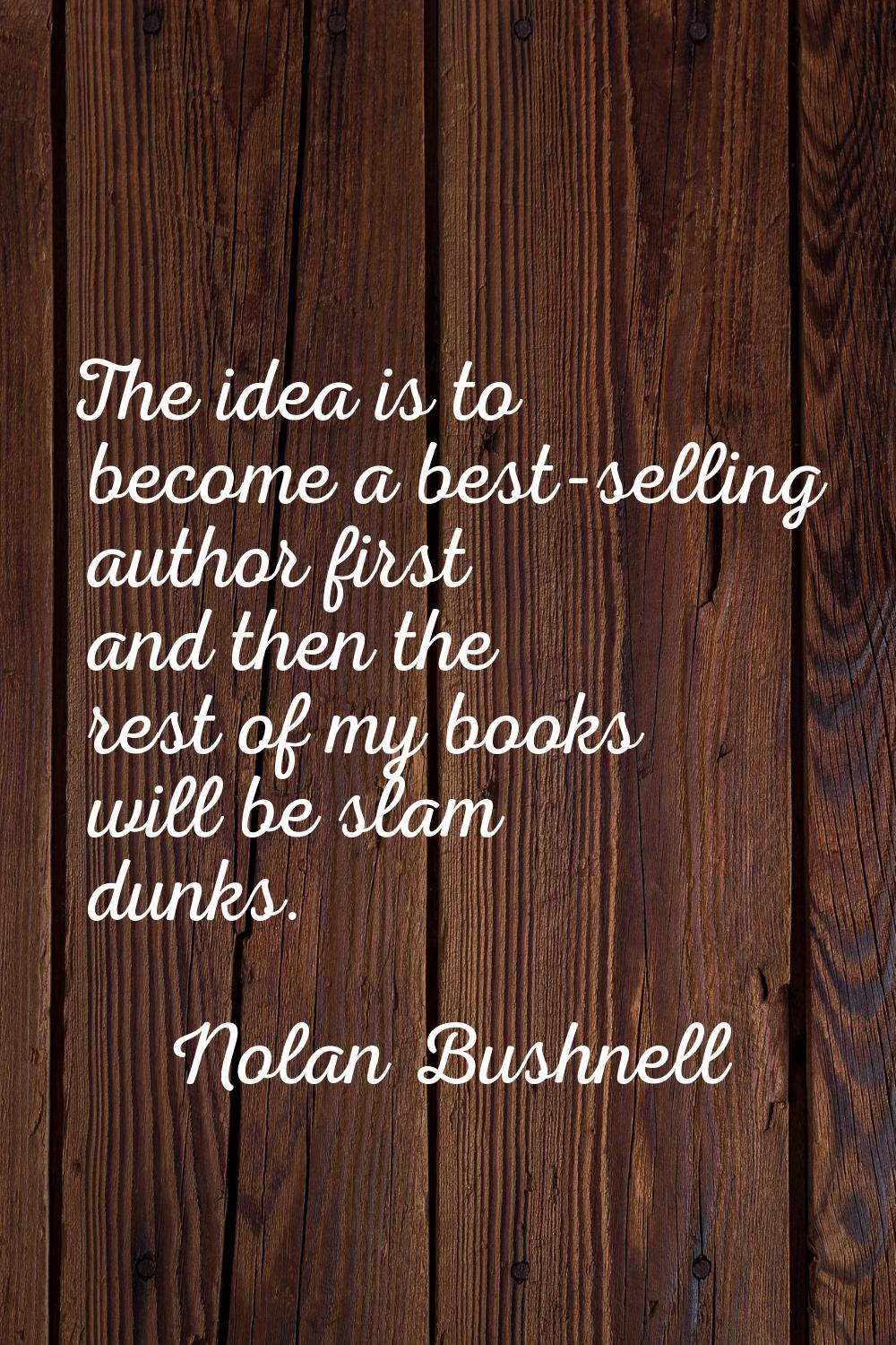 The idea is to become a best-selling author first and then the rest of my books will be slam dunks.