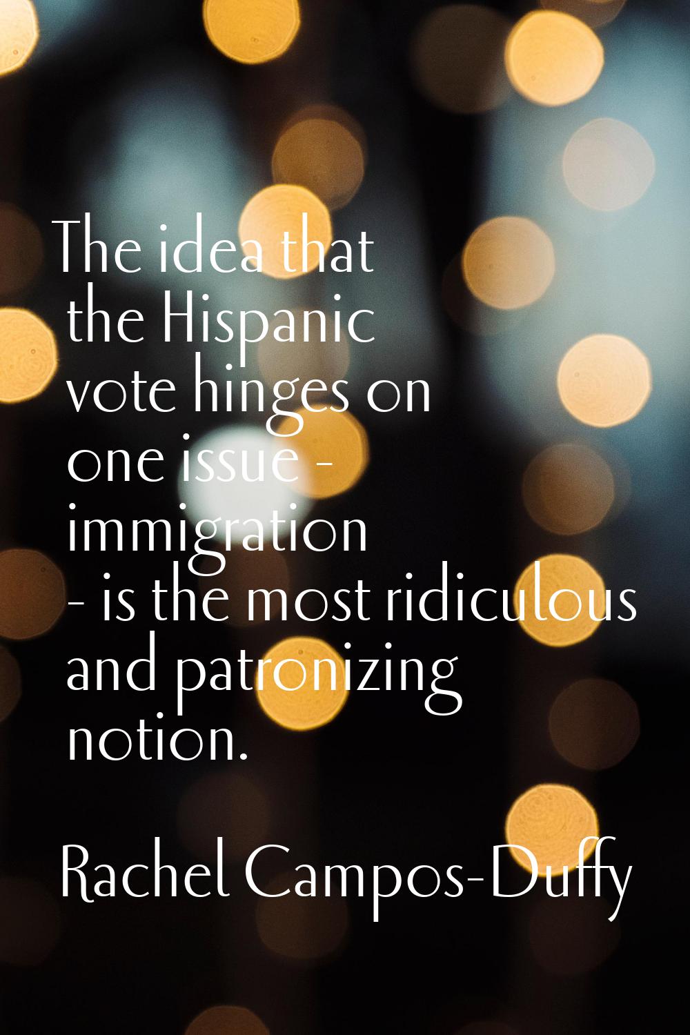 The idea that the Hispanic vote hinges on one issue - immigration - is the most ridiculous and patr