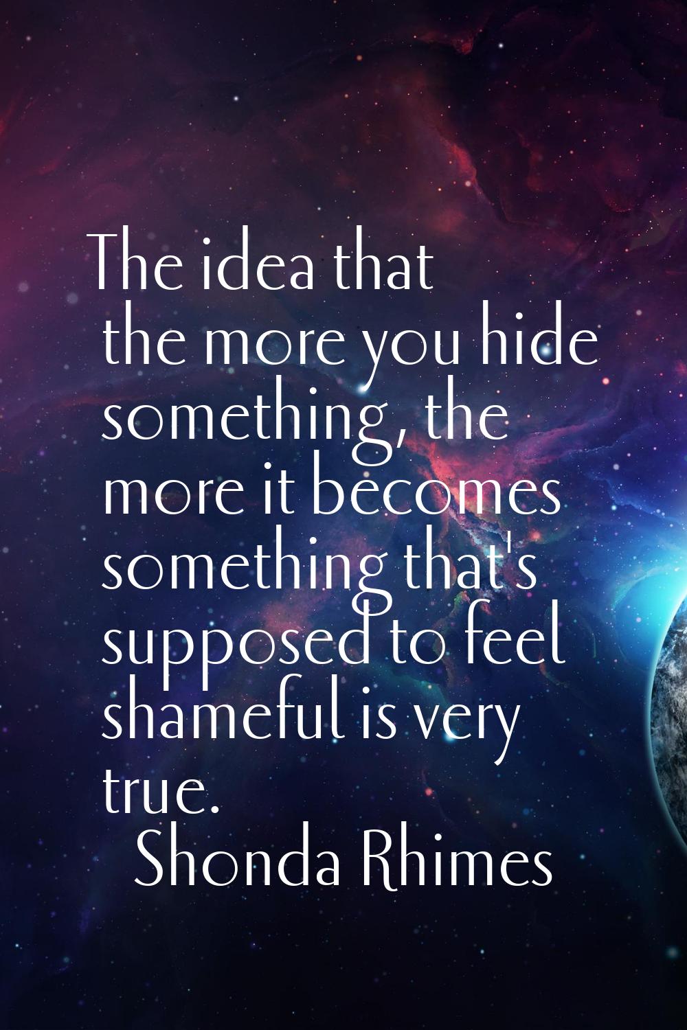 The idea that the more you hide something, the more it becomes something that's supposed to feel sh