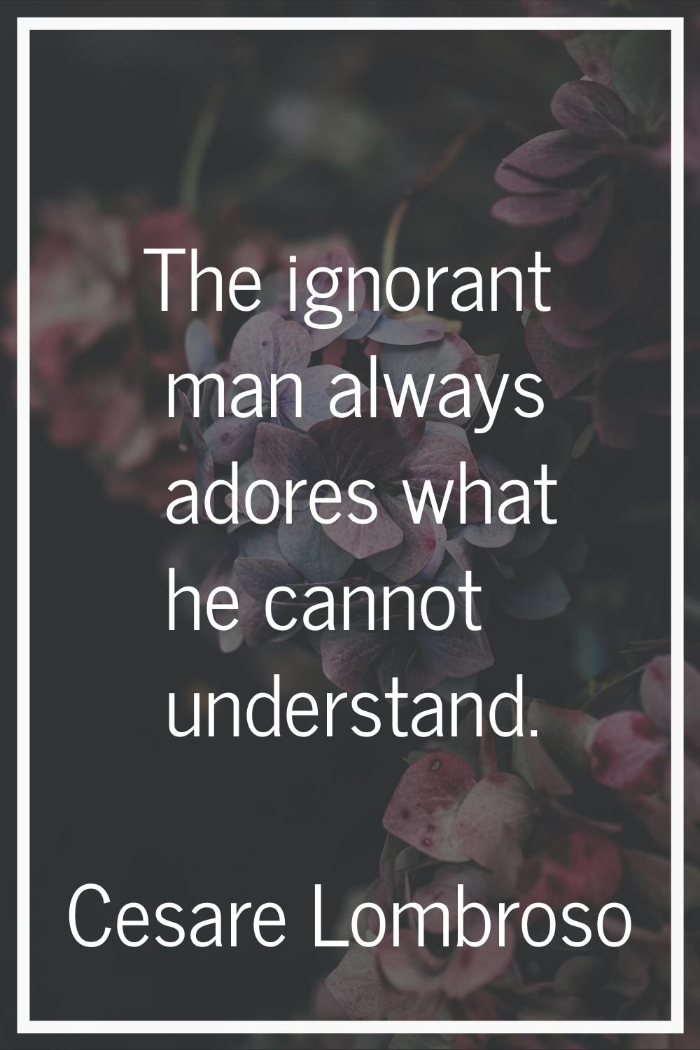 The ignorant man always adores what he cannot understand.