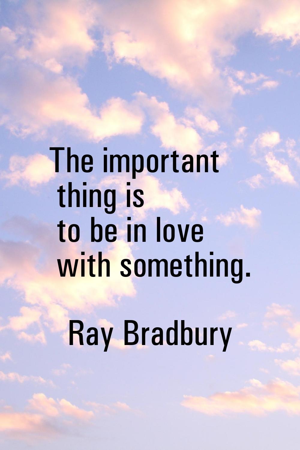 The important thing is to be in love with something.