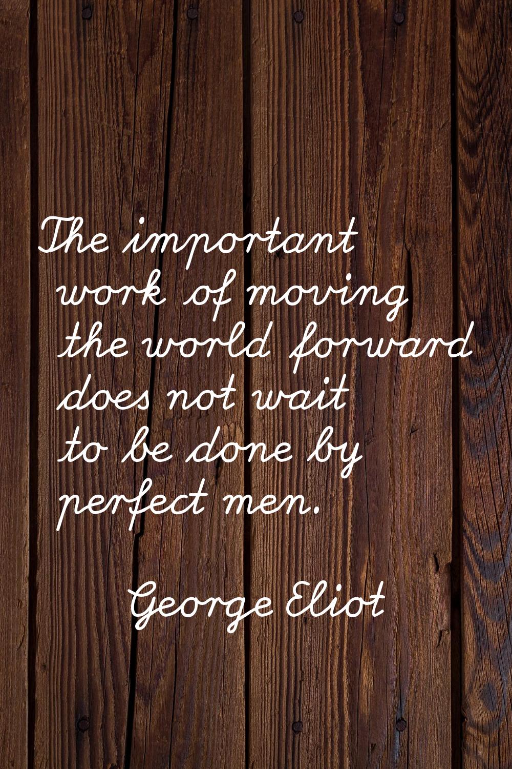 The important work of moving the world forward does not wait to be done by perfect men.