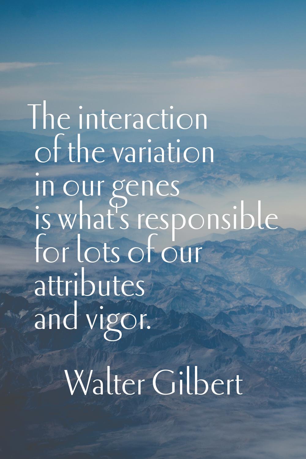 The interaction of the variation in our genes is what's responsible for lots of our attributes and 