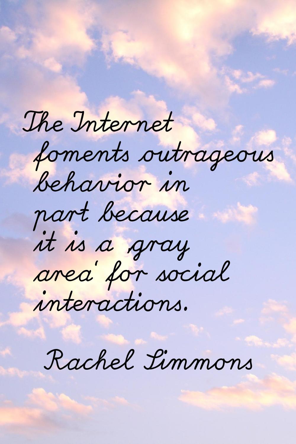 The Internet foments outrageous behavior in part because it is a 'gray area' for social interaction