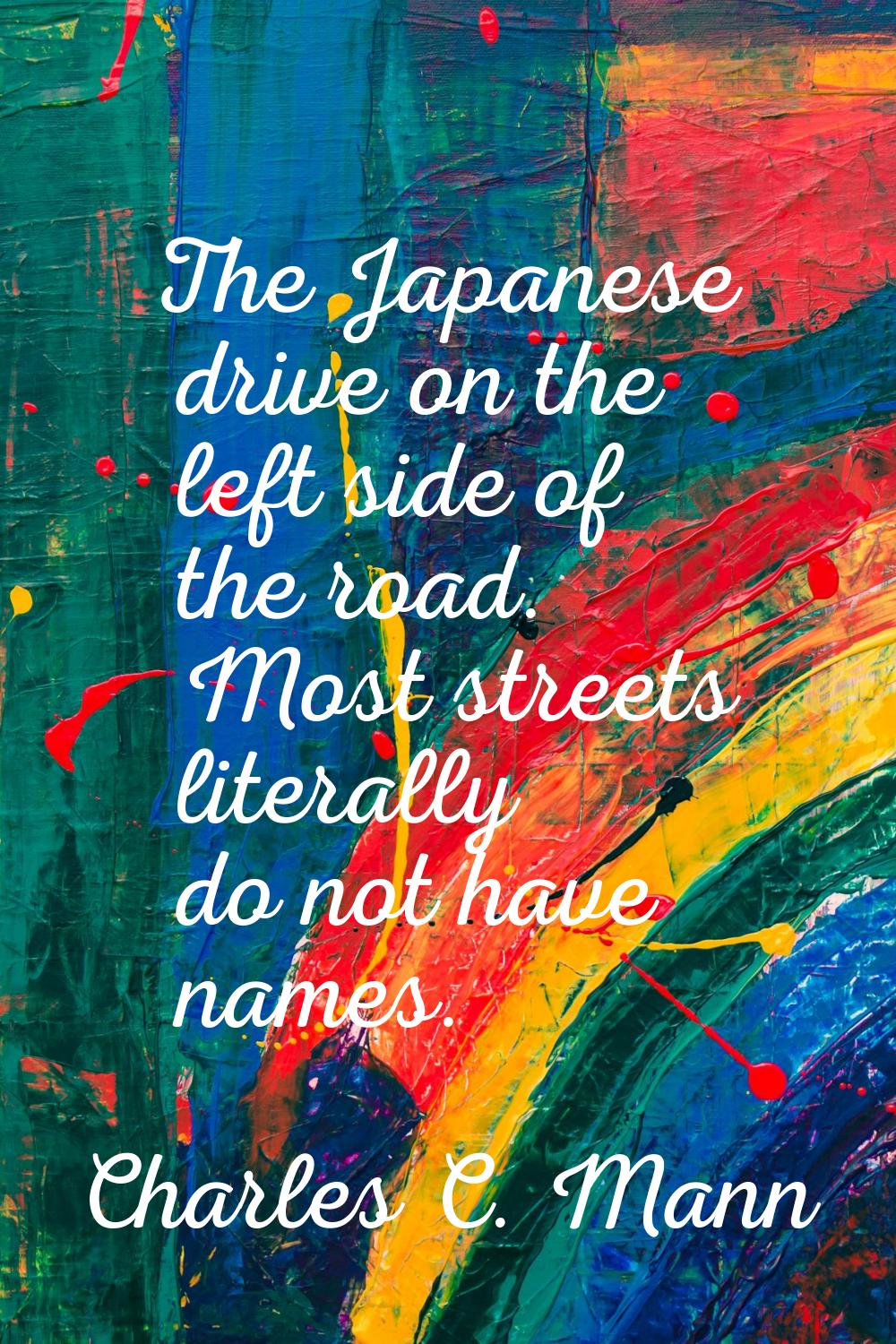 The Japanese drive on the left side of the road. Most streets literally do not have names.