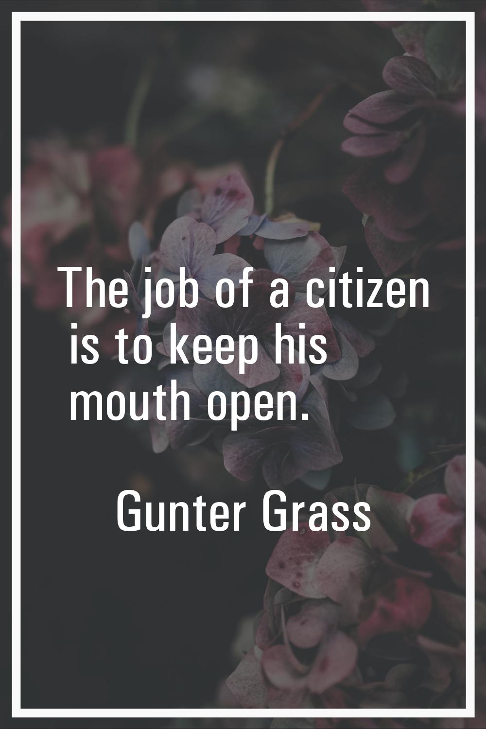The job of a citizen is to keep his mouth open.