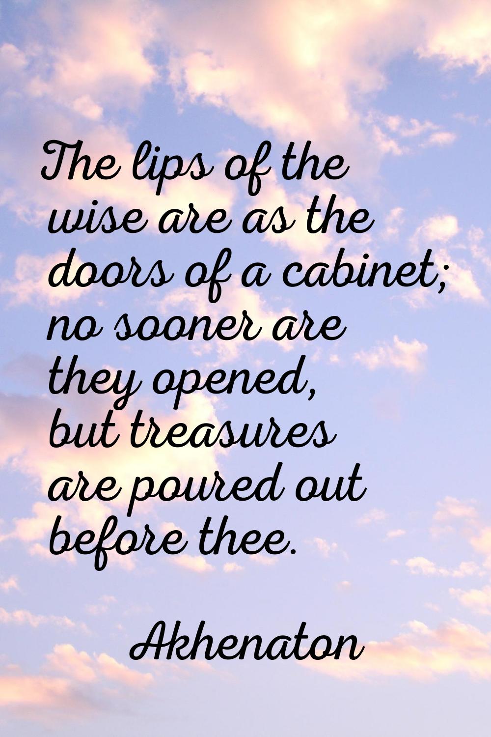 The lips of the wise are as the doors of a cabinet; no sooner are they opened, but treasures are po