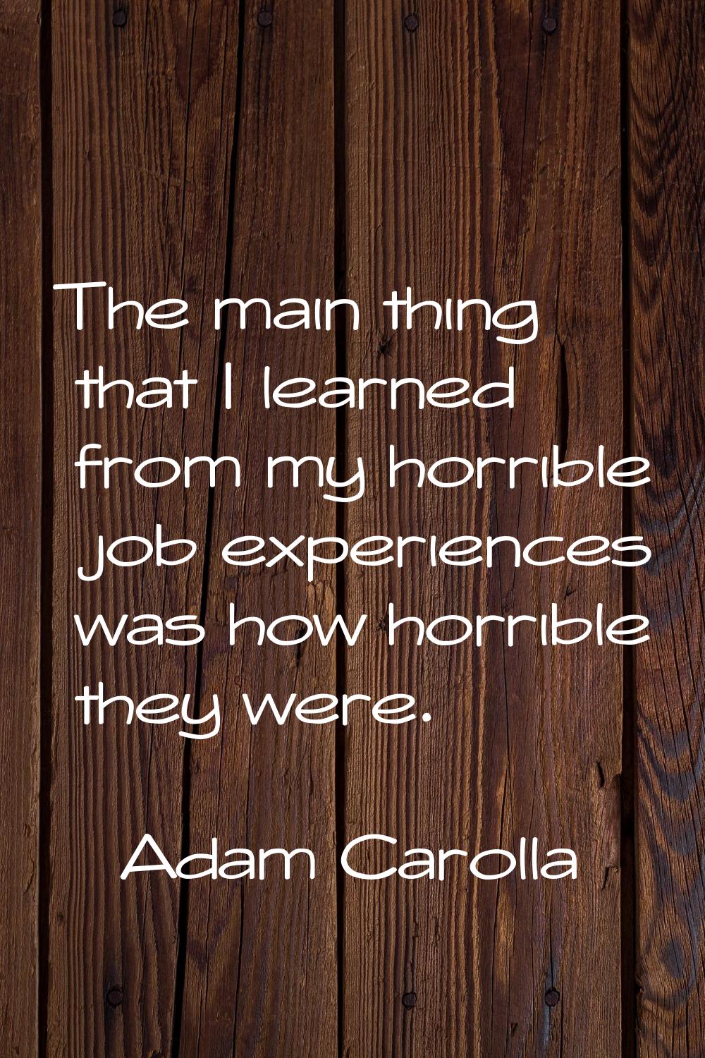 The main thing that I learned from my horrible job experiences was how horrible they were.