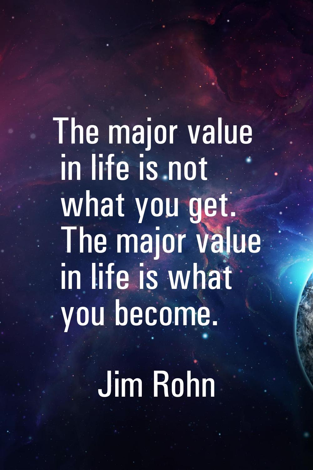 The major value in life is not what you get. The major value in life is what you become.