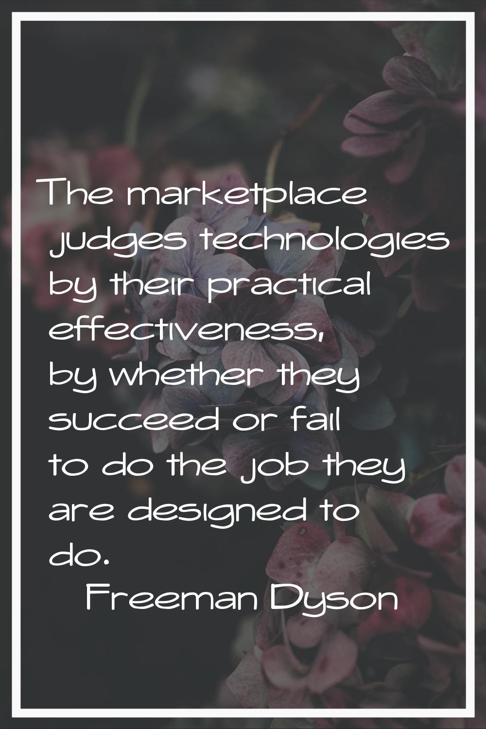 The marketplace judges technologies by their practical effectiveness, by whether they succeed or fa