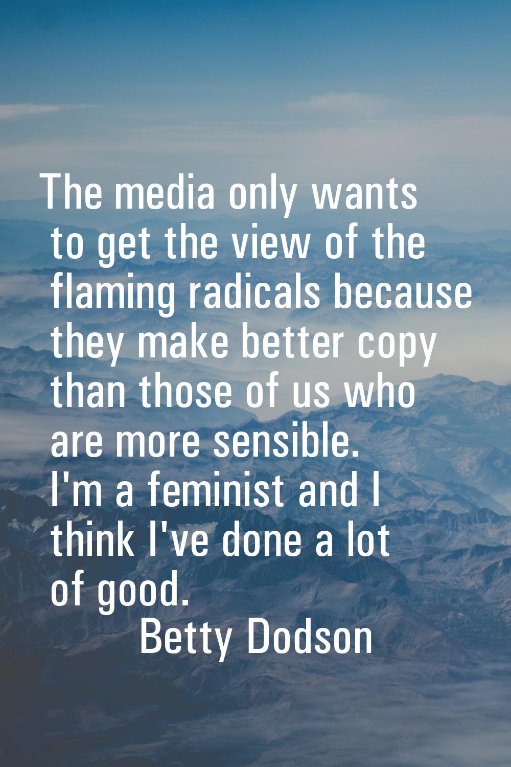 The media only wants to get the view of the flaming radicals because they make better copy than tho