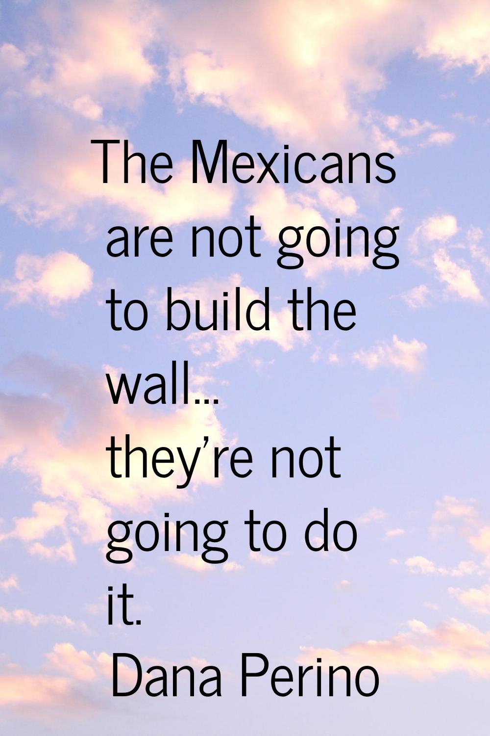 The Mexicans are not going to build the wall... they're not going to do it.