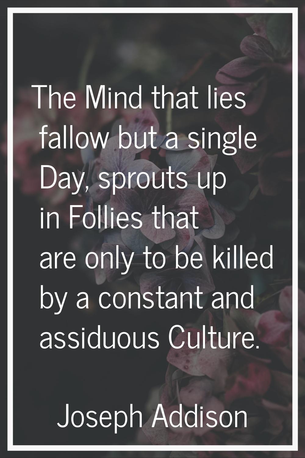 The Mind that lies fallow but a single Day, sprouts up in Follies that are only to be killed by a c