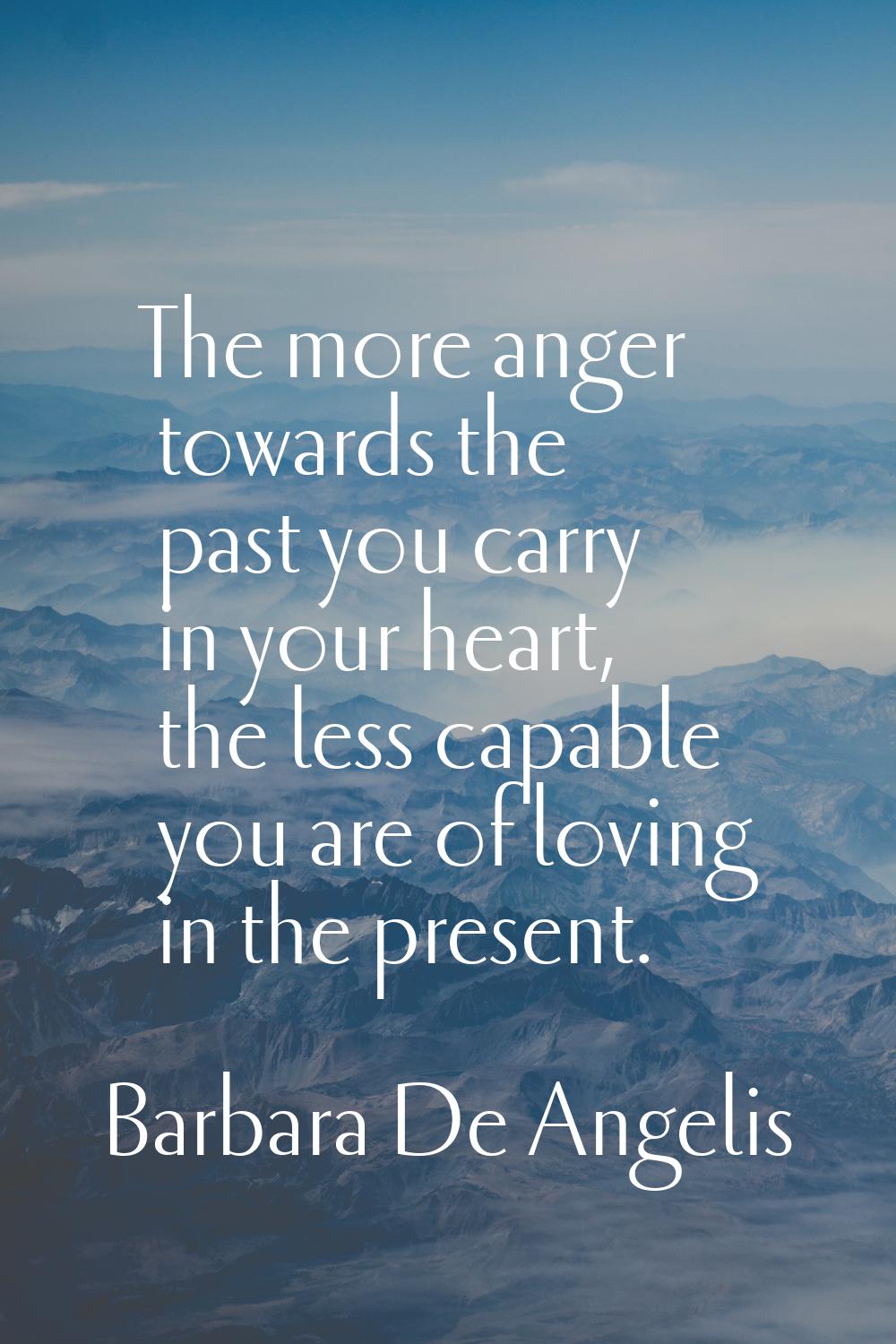 The more anger towards the past you carry in your heart, the less capable you are of loving in the 