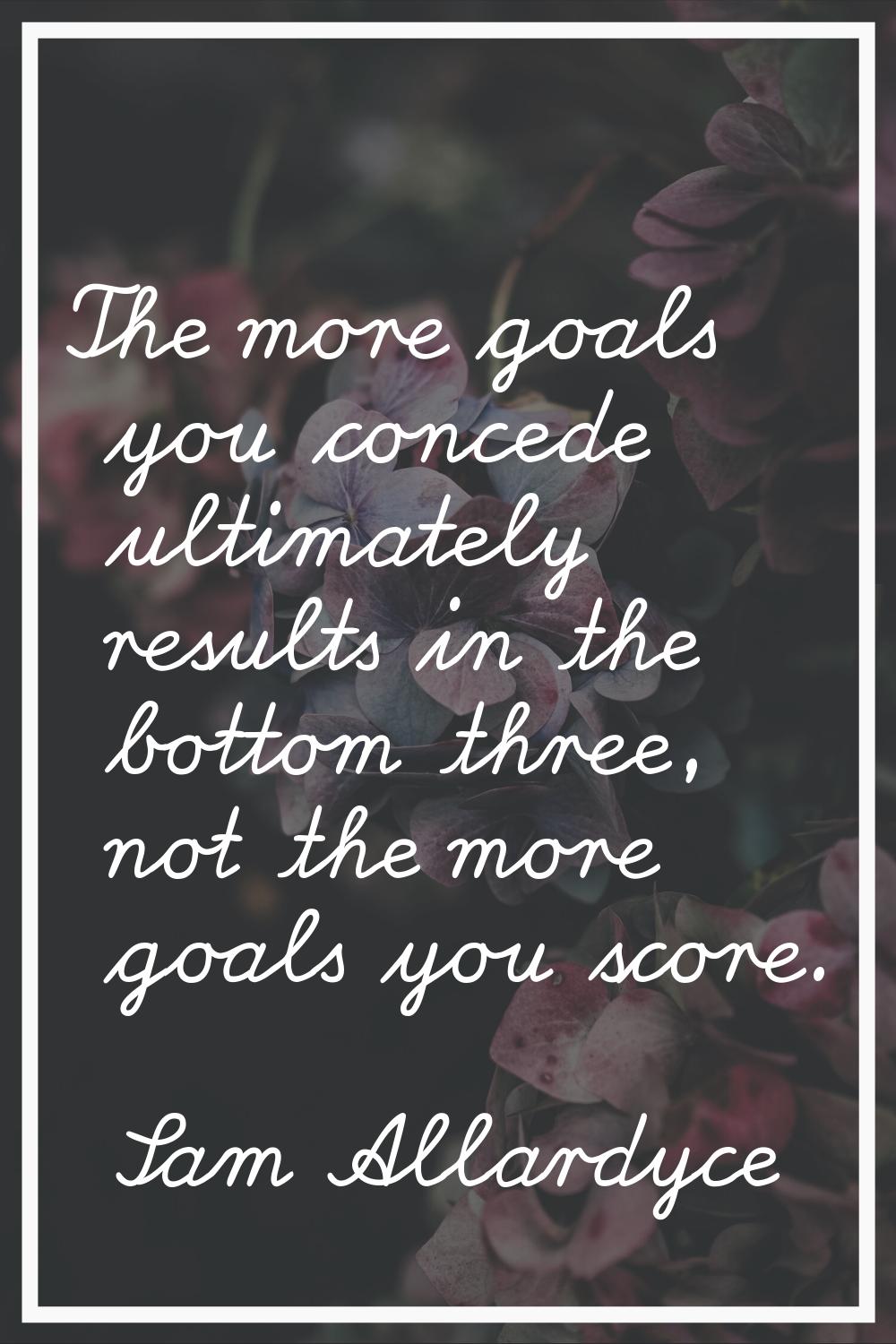 The more goals you concede ultimately results in the bottom three, not the more goals you score.