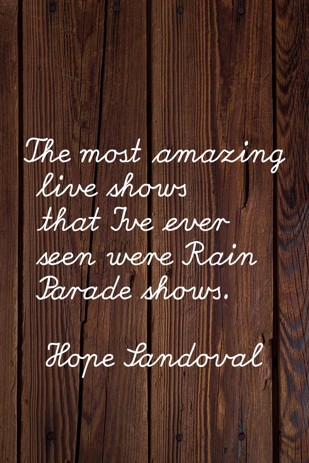 The most amazing live shows that I've ever seen were Rain Parade shows.