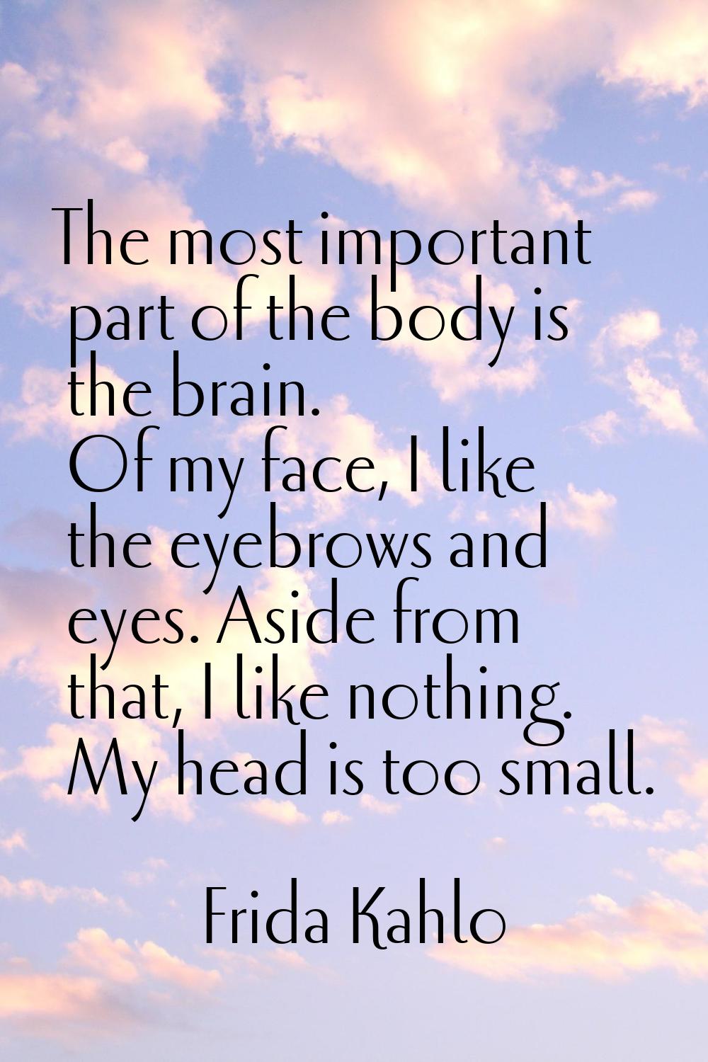 The most important part of the body is the brain. Of my face, I like the eyebrows and eyes. Aside f