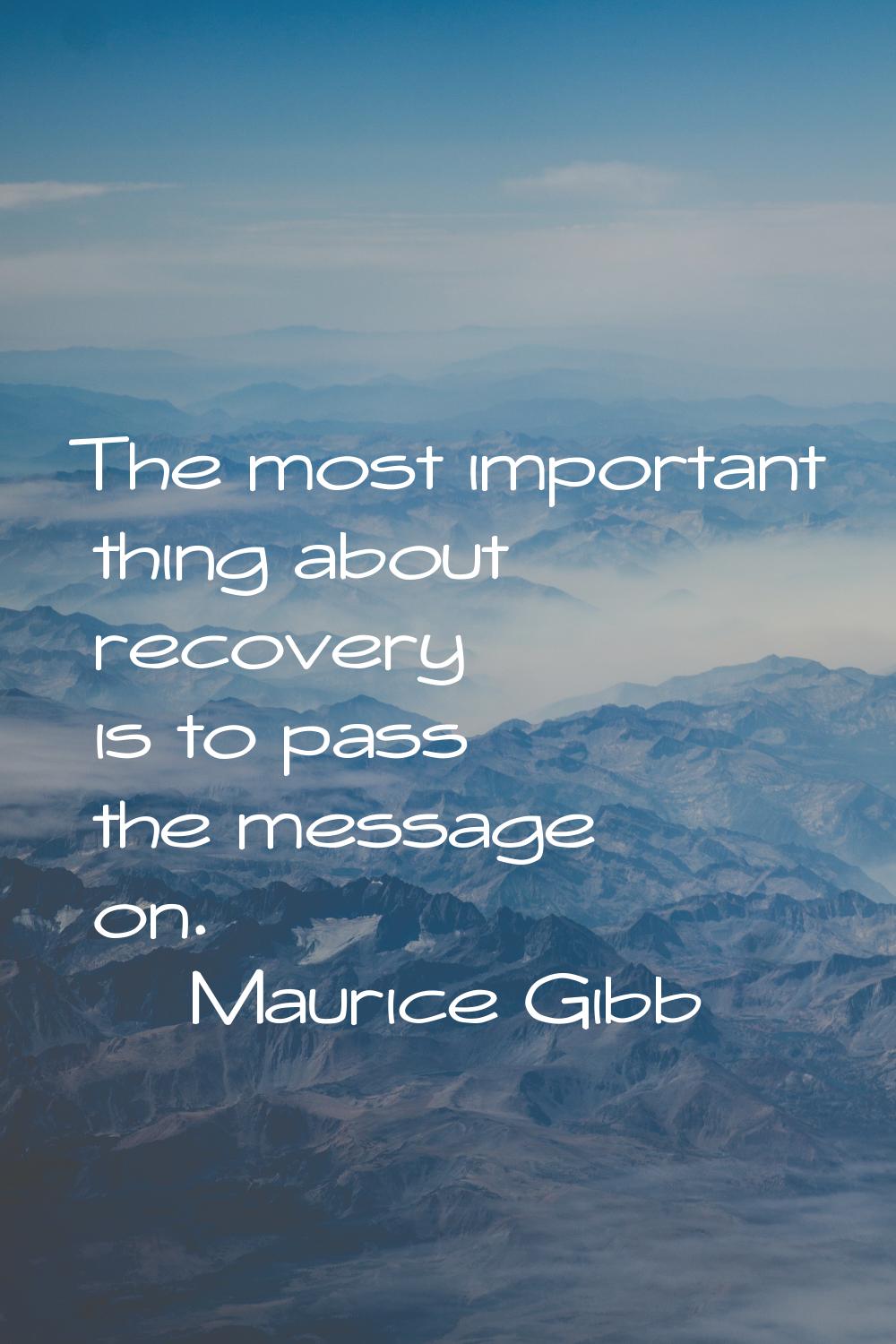 The most important thing about recovery is to pass the message on.