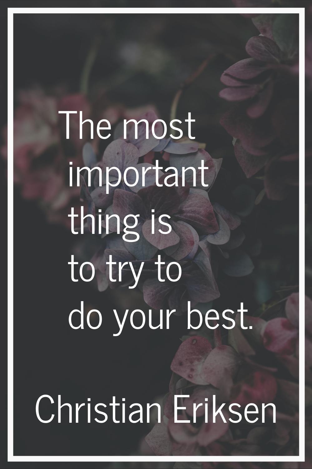 The most important thing is to try to do your best.