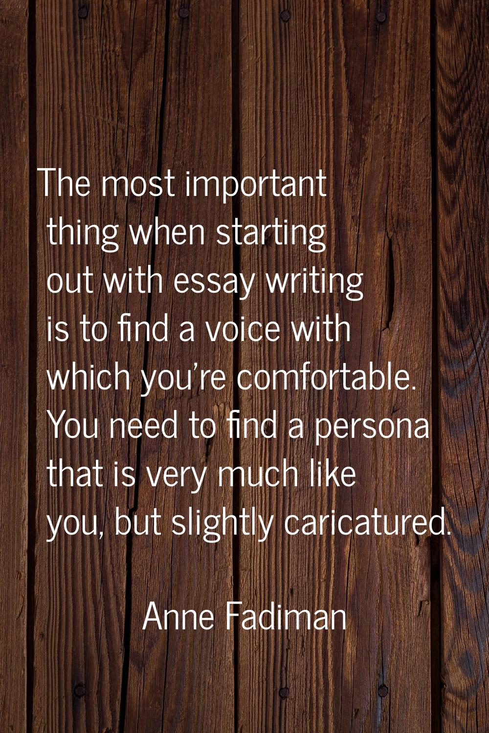 The most important thing when starting out with essay writing is to find a voice with which you're 