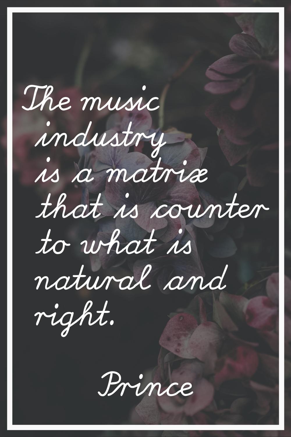The music industry is a matrix that is counter to what is natural and right.