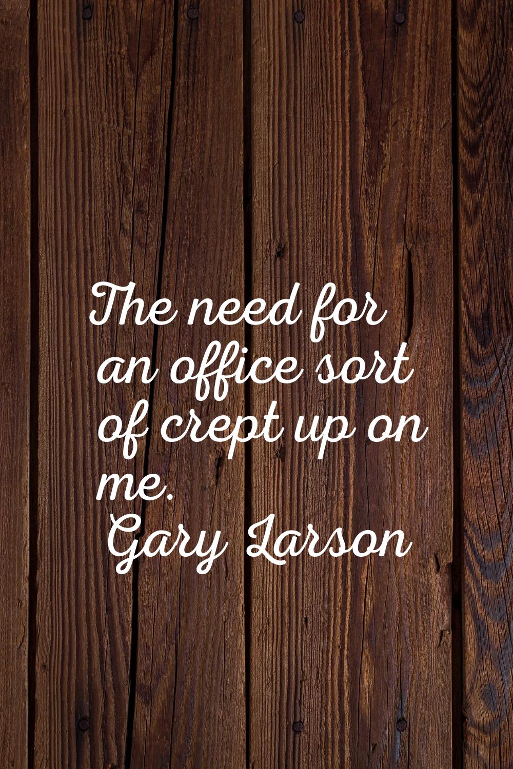 The need for an office sort of crept up on me.