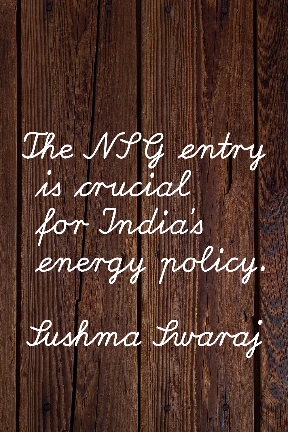 The NSG entry is crucial for India's energy policy.