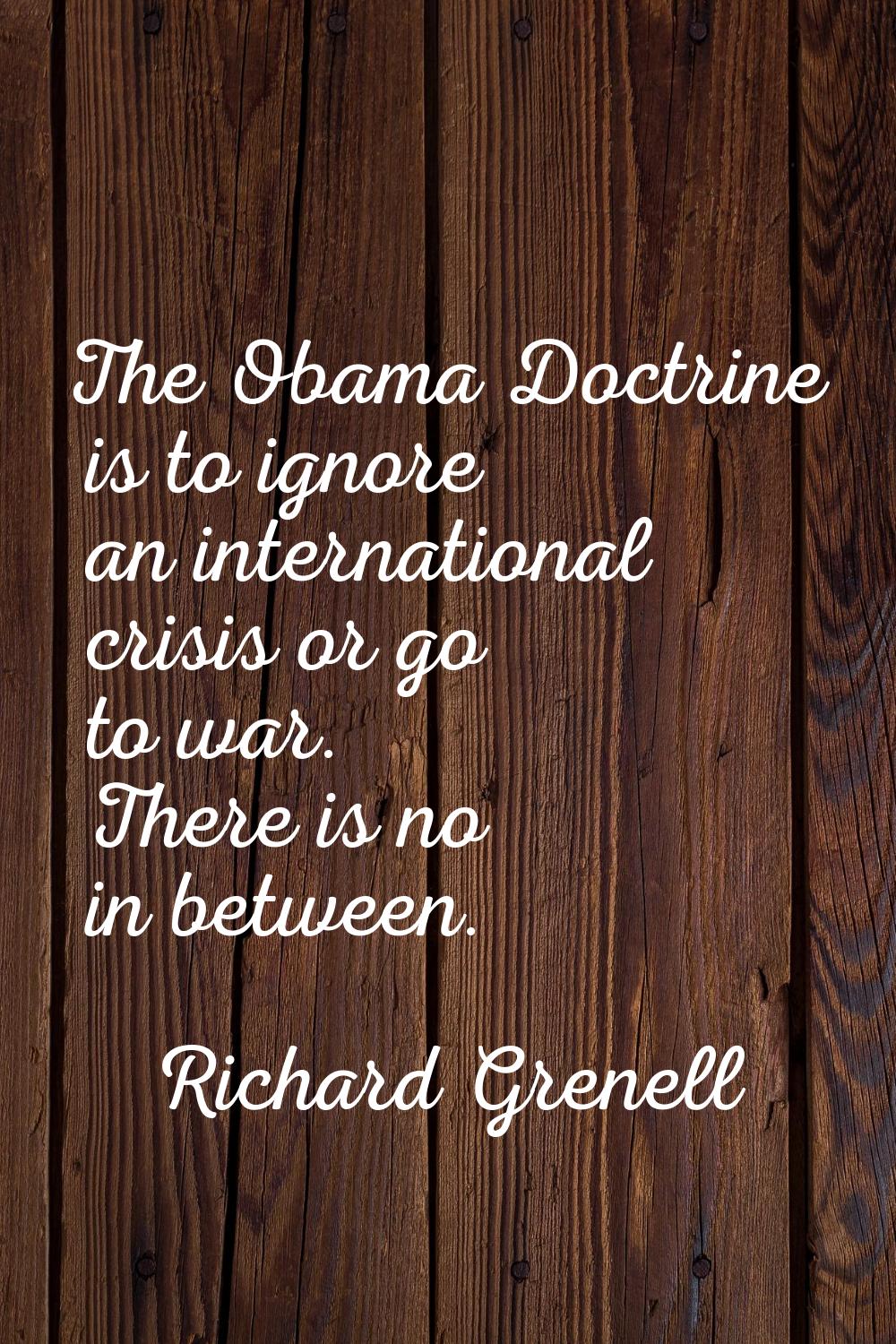 The Obama Doctrine is to ignore an international crisis or go to war. There is no in between.