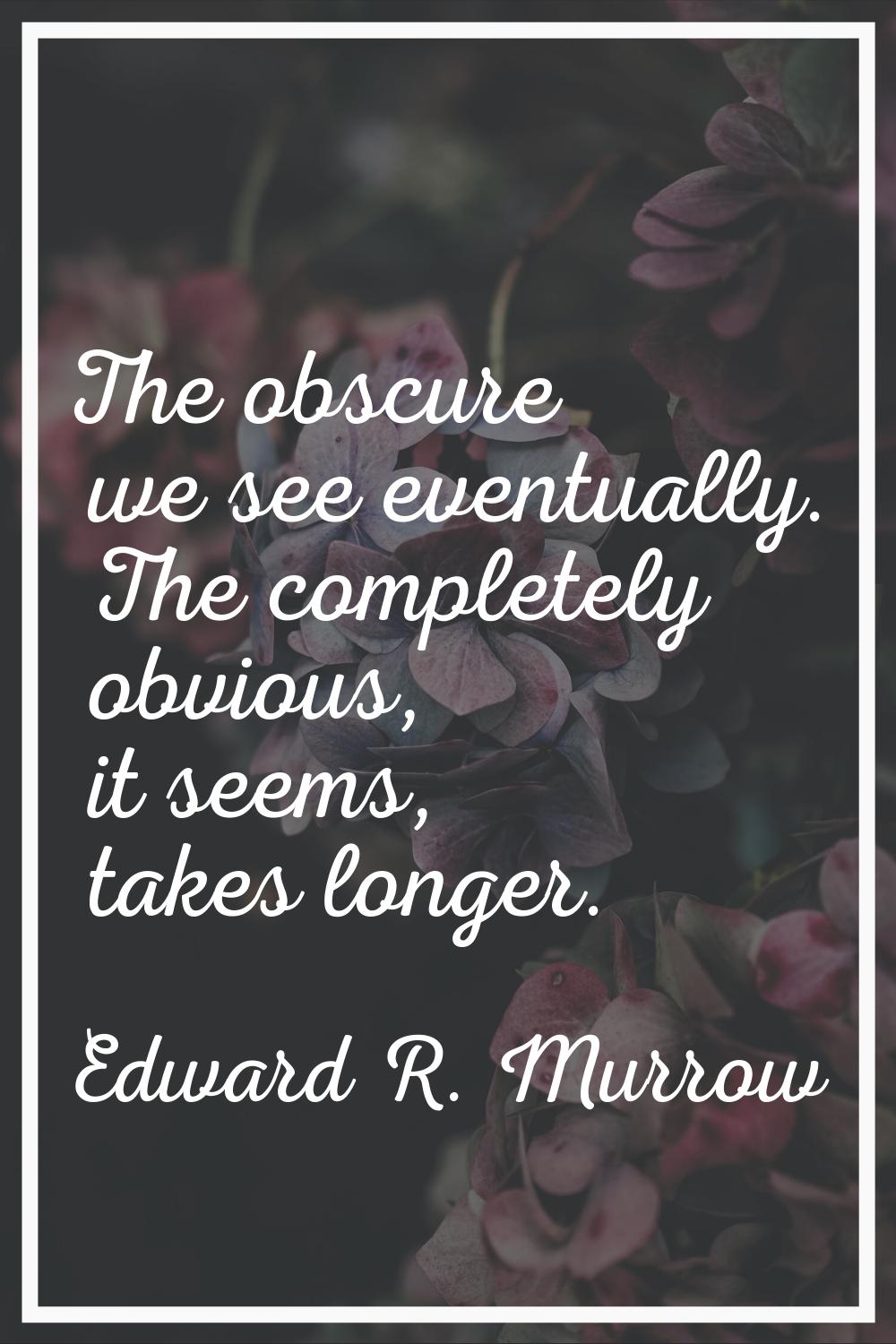 The obscure we see eventually. The completely obvious, it seems, takes longer.