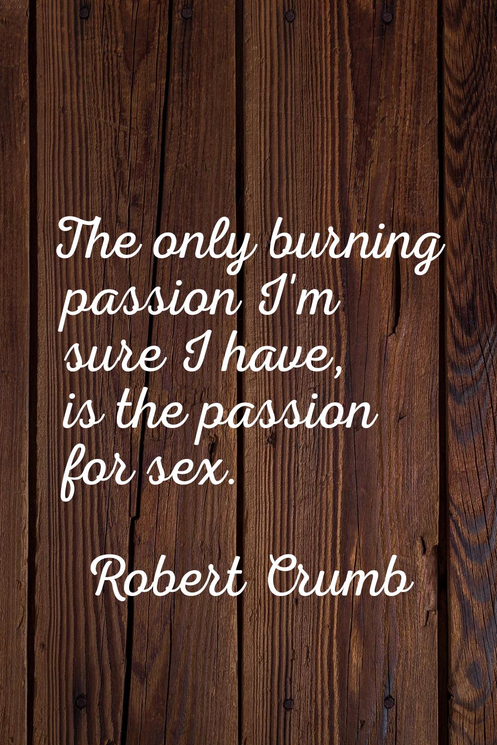 The only burning passion I'm sure I have, is the passion for sex.
