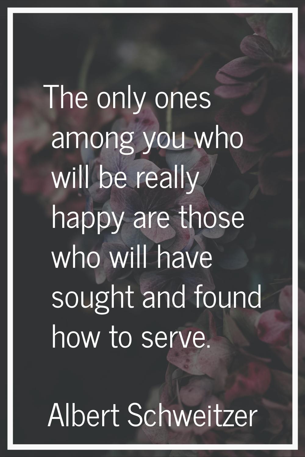 The only ones among you who will be really happy are those who will have sought and found how to se