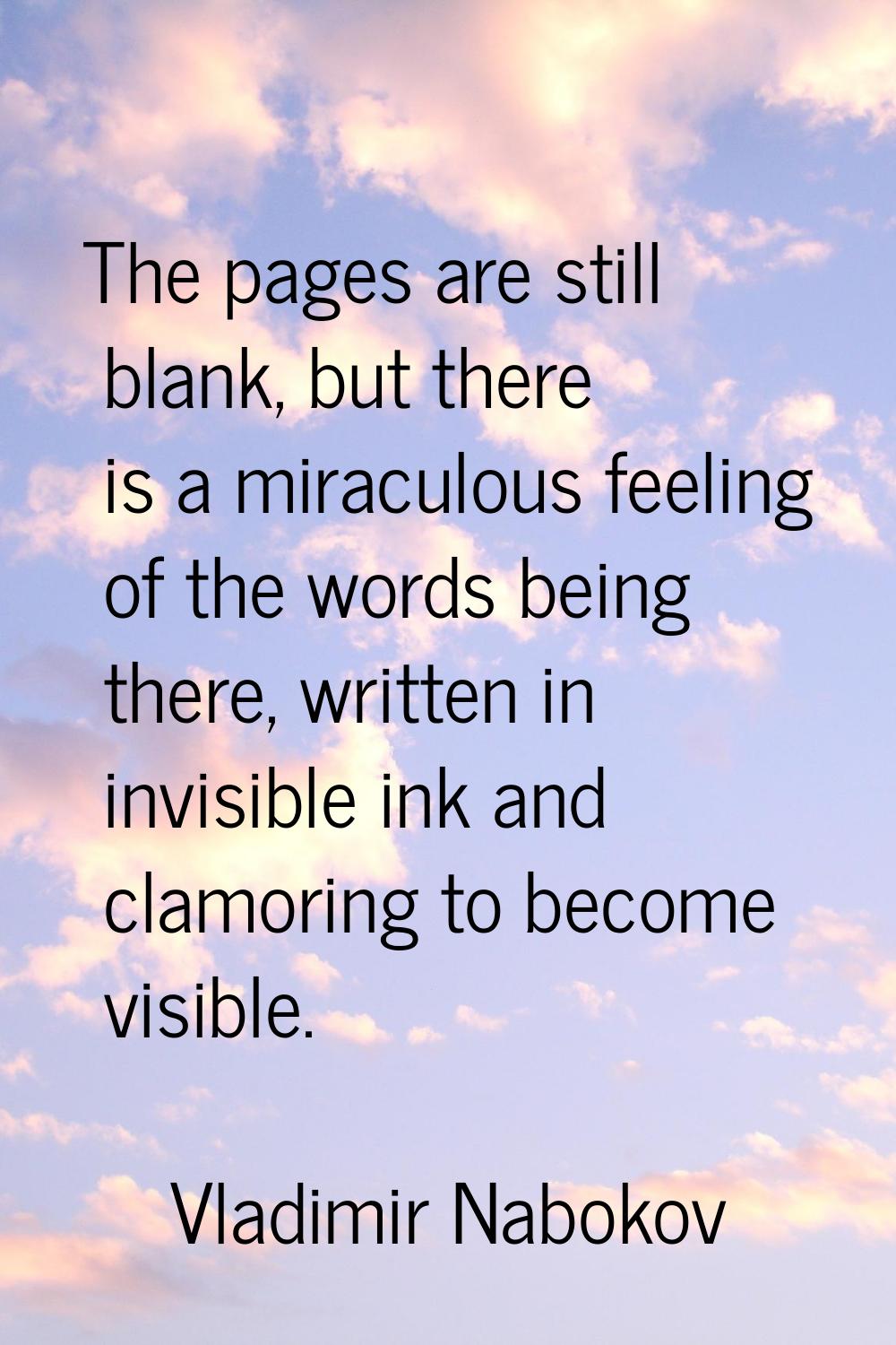 The pages are still blank, but there is a miraculous feeling of the words being there, written in i