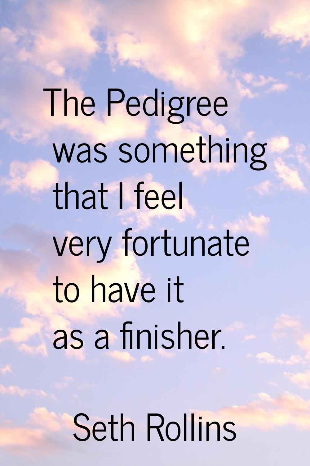 The Pedigree was something that I feel very fortunate to have it as a finisher.