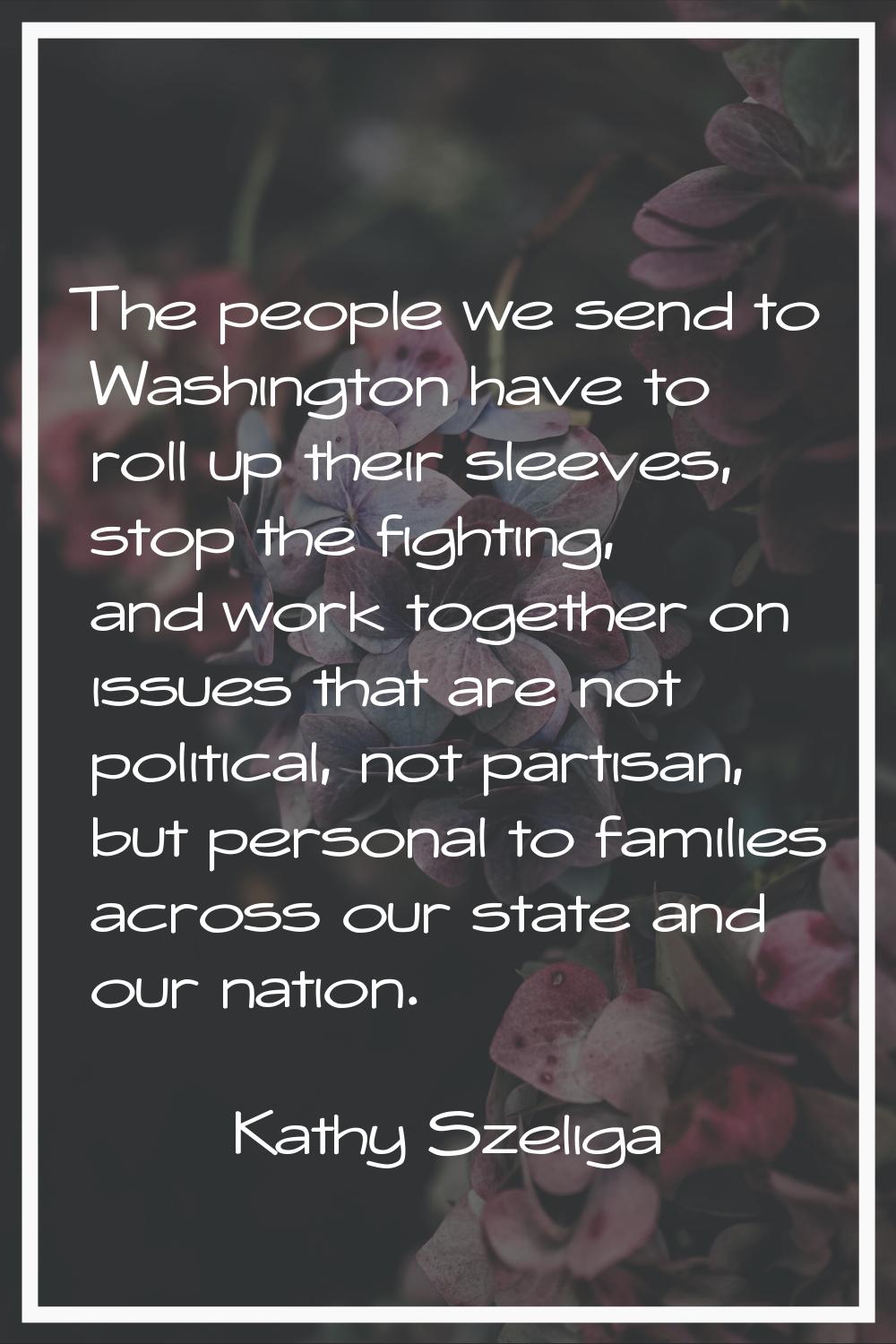 The people we send to Washington have to roll up their sleeves, stop the fighting, and work togethe