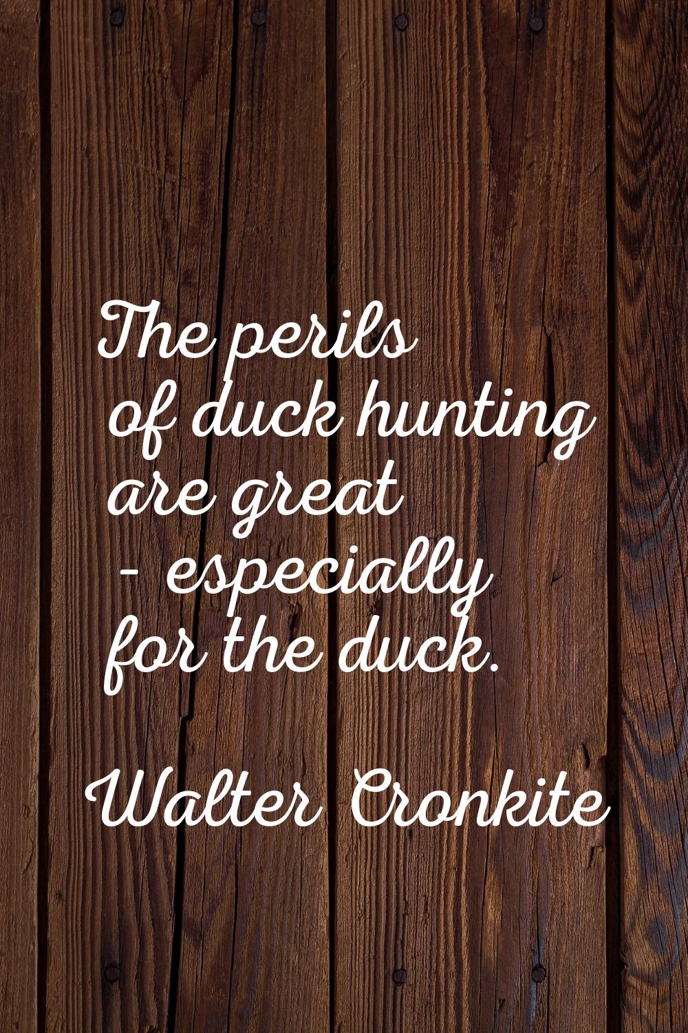 The perils of duck hunting are great - especially for the duck.